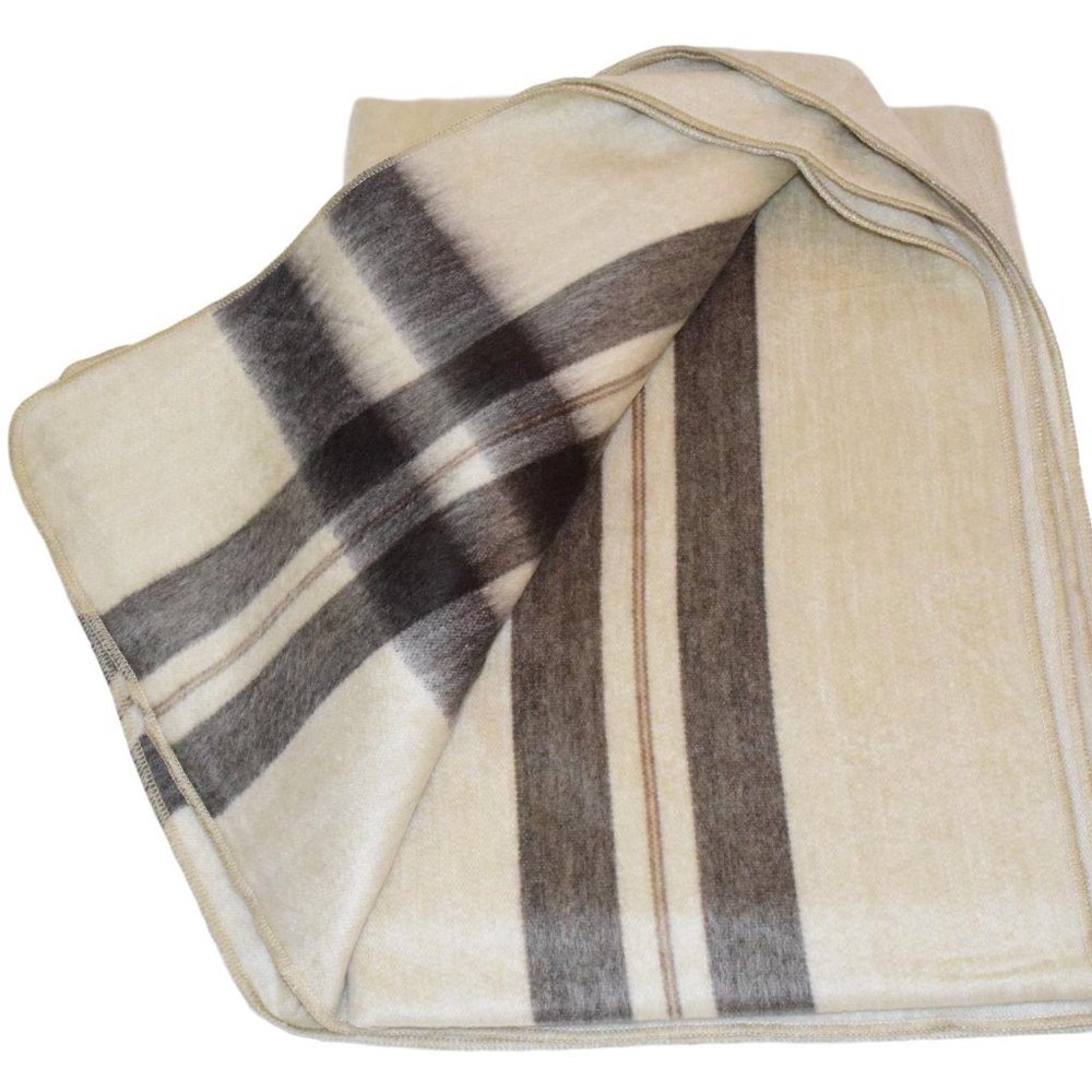 Handmade Alpaca blanket - Beige and Cream